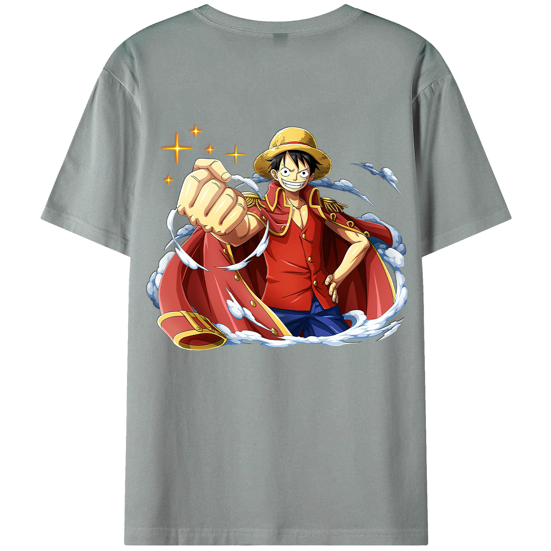 ワンピース モンキー・D・ルフィ ONE PIECE Monkey D. Luffy 綿100％ メンズ半袖Tシャツ（バックプリント） 通気性